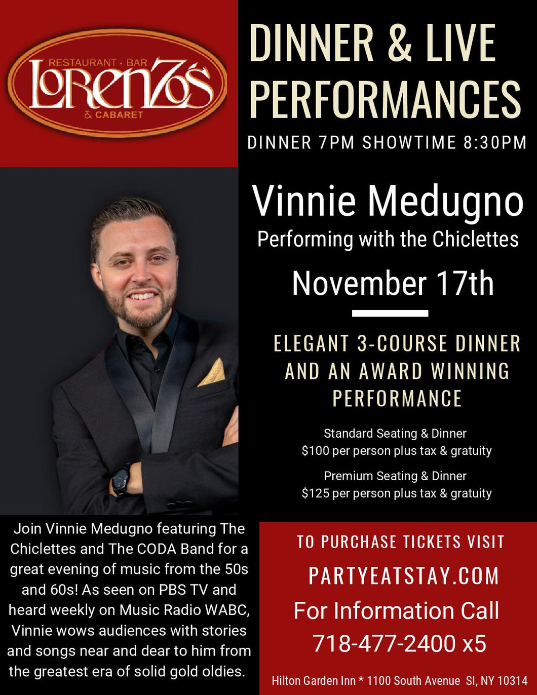 Vinnie Medugno performing with the Chiclettes, Friday November 17th 2023
