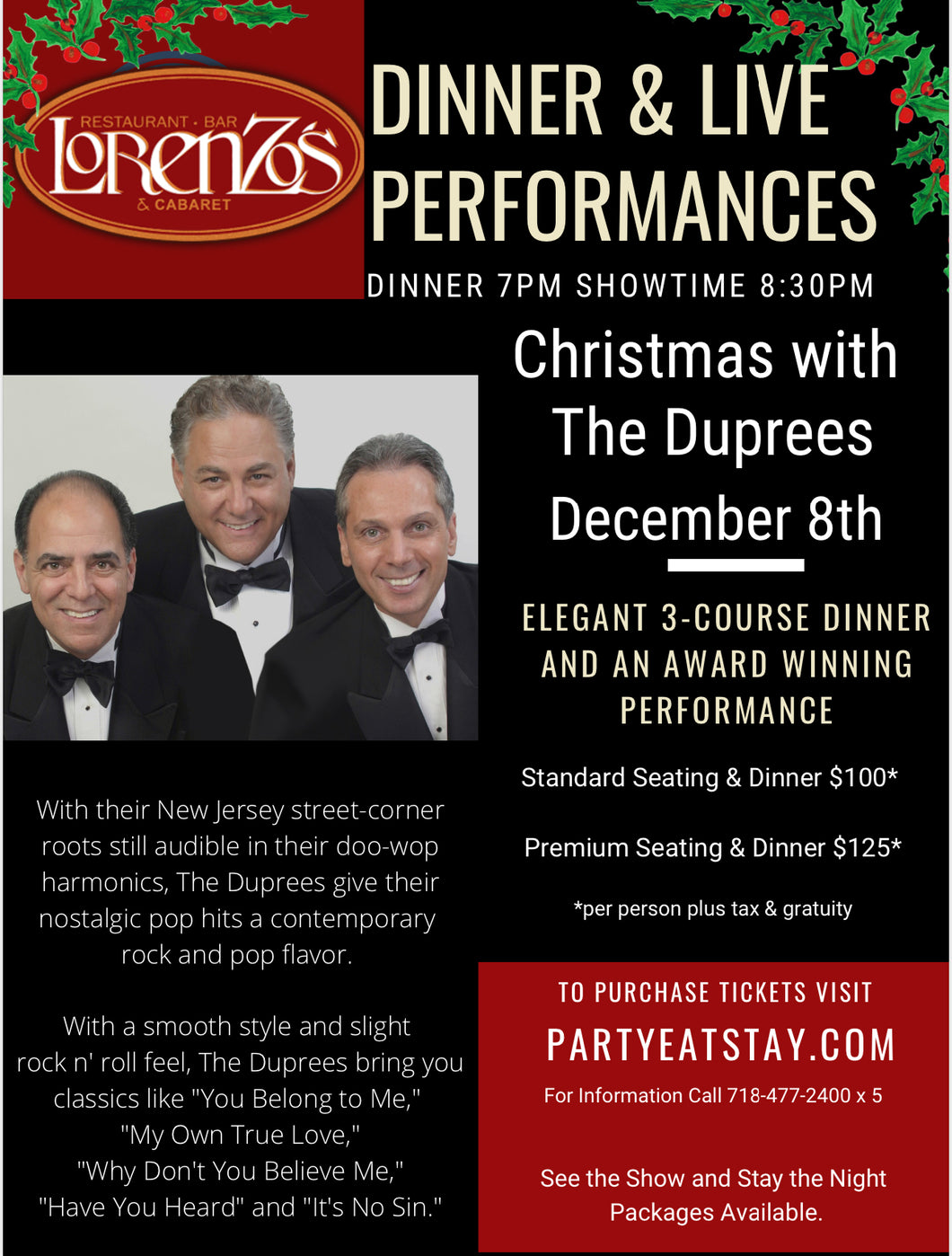 Christmas with the Duprees, Friday December 8th 2023