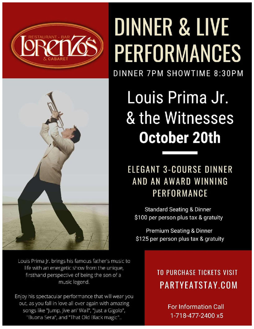 Louie Prima Jr. & The Witnesses, Friday October 20th 2023